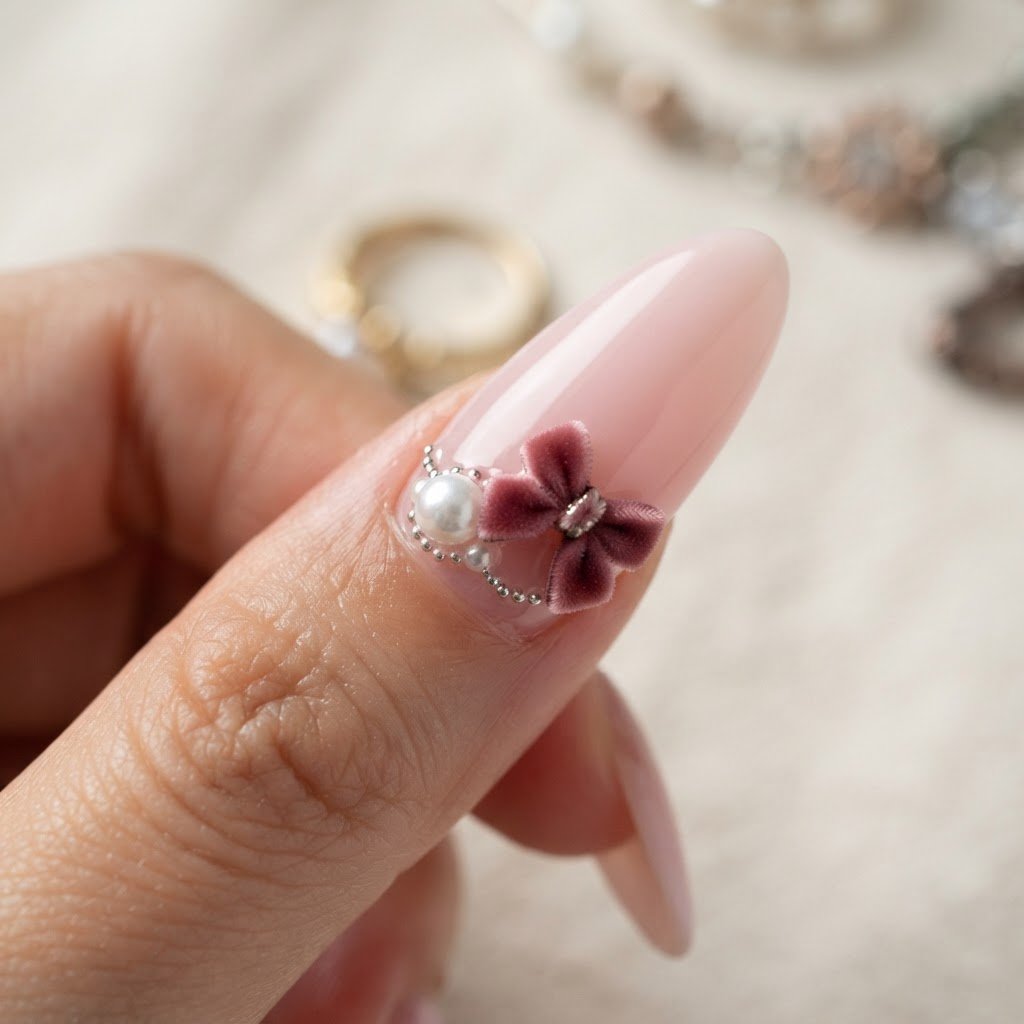 15 Press On Nails Aesthetic Trends: Pink Bows & Pearls
