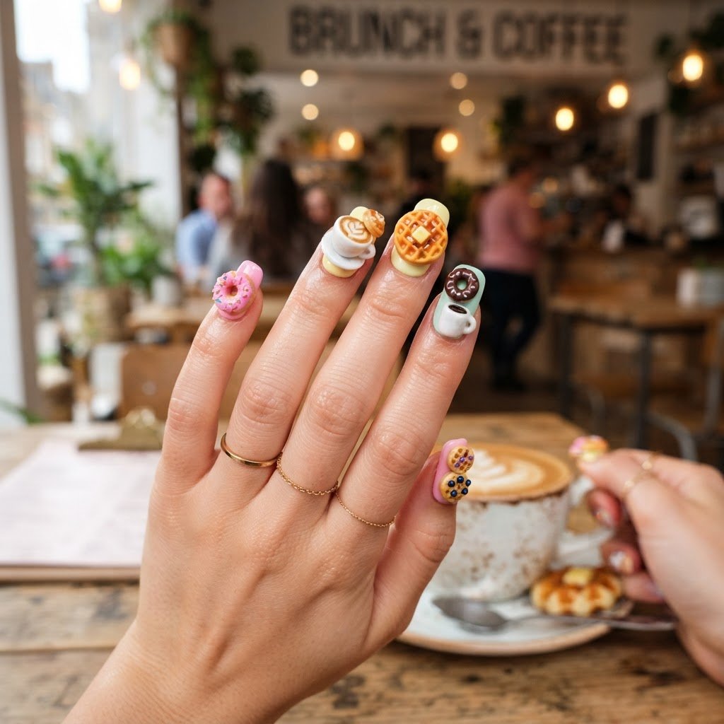 3D Food Art Press-On Nails for Fun Brunch Looks