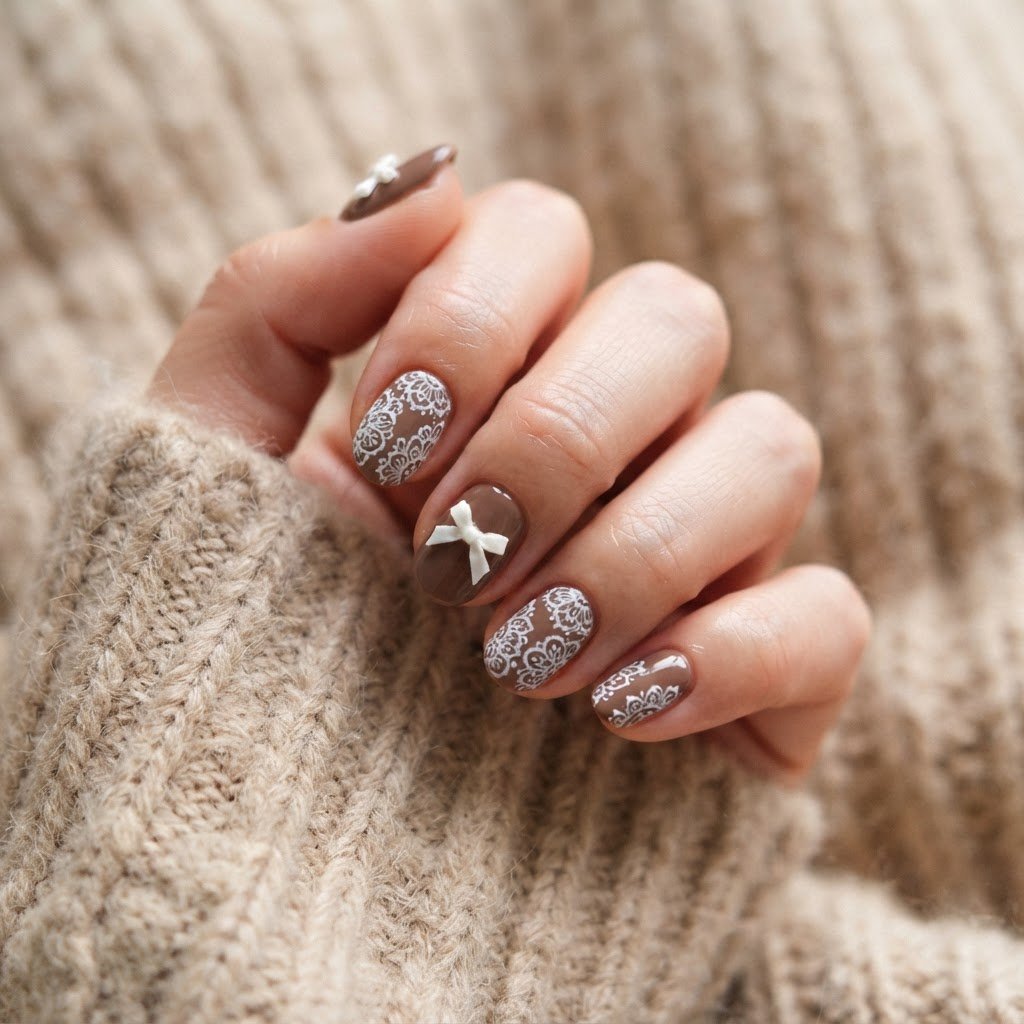Balletcore Brown Coquette Press On Nails Ideas for Autumn
