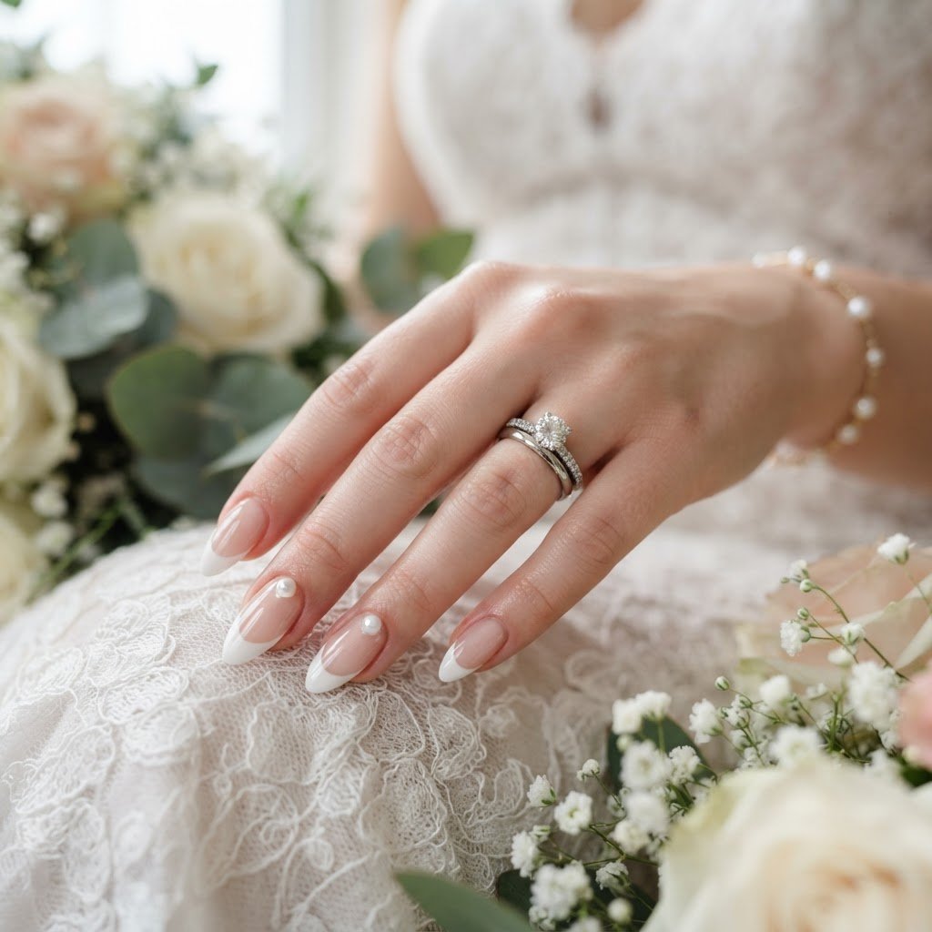 Bridal Fake Nails Designs: Pearl French & Soft Glam Trends