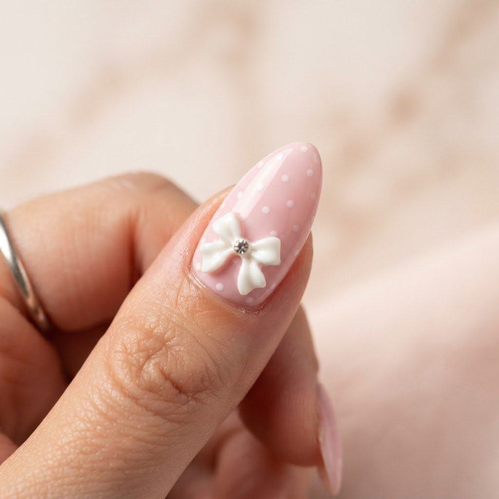 Stunning Press On Nails Ideas: Coquette Bow & Polka Dot Trends