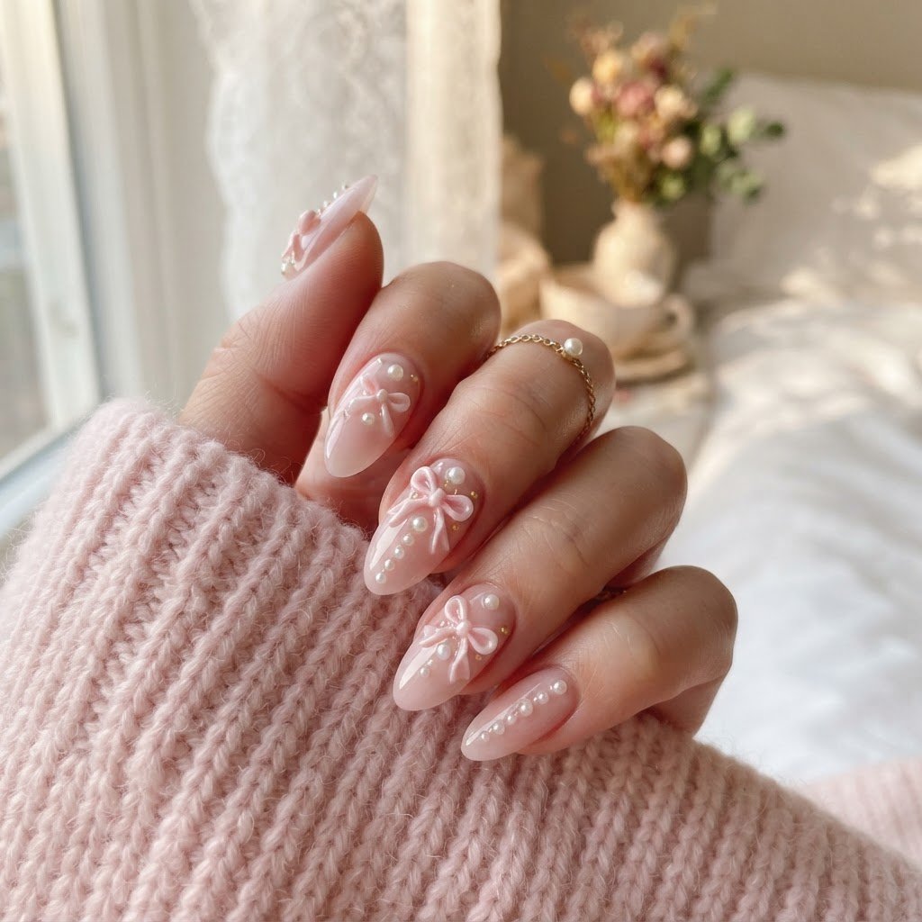 Coquette Bow Press-On Nail Sets for Date Nights