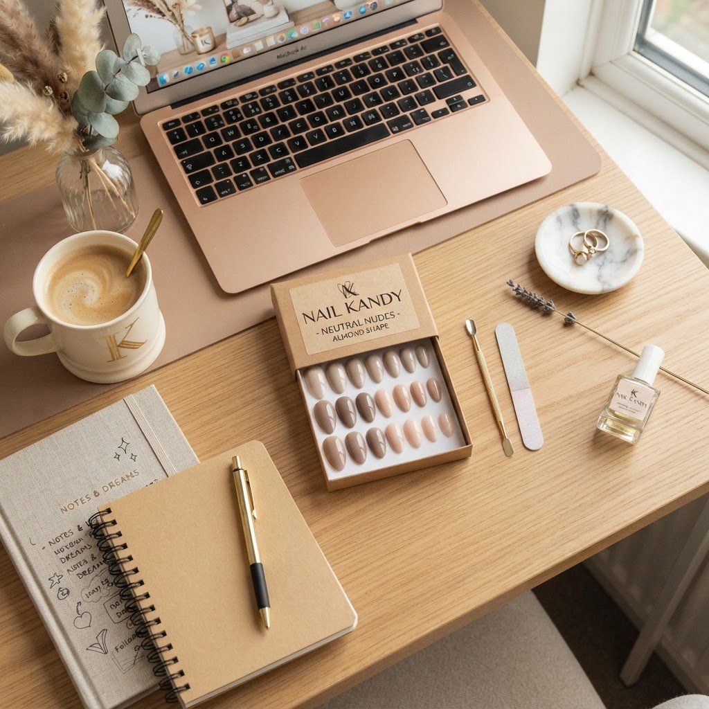 Cute Neutral Press-On Nails for Back to School