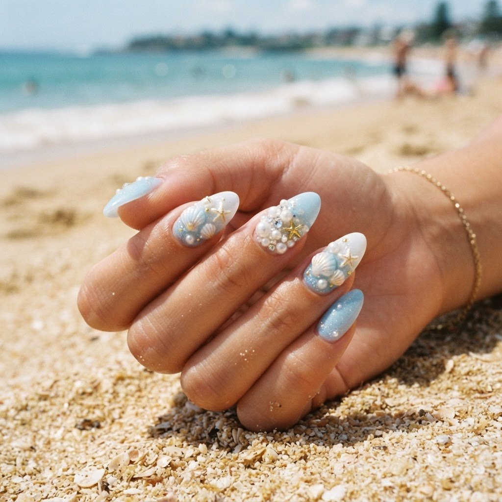 Stunning Fake Nails Designs for a Perfect Summer Beach Vibe