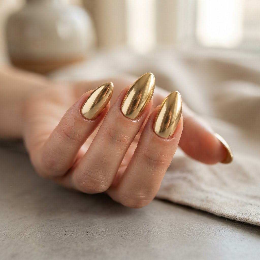 It Girl Gold Chrome Almond Nails: 2026 Trend Guide