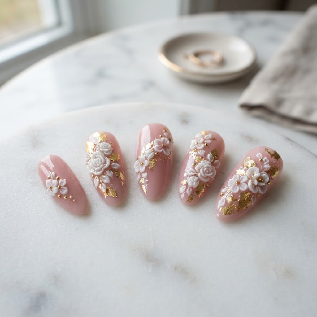 Luxury Pink Floral Press On Nails Under $30