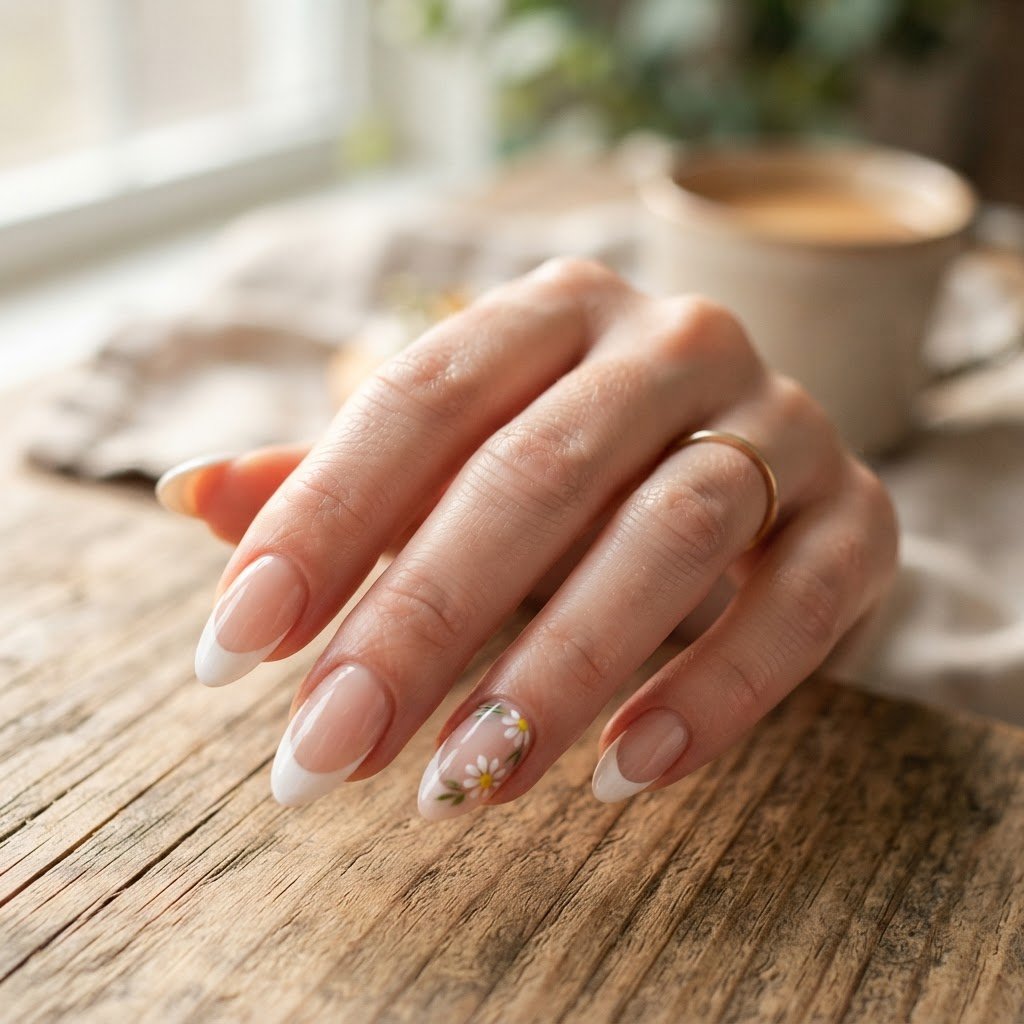 Press On Nails French Tip with Floral Accents Guide