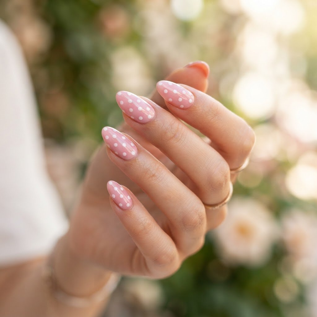 Creative Press On Nails Ideas: Pink and White Polka Dot Guide