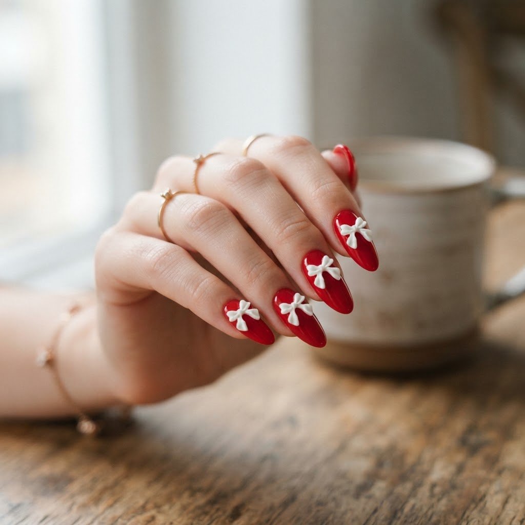 Red Coquette Bow Press-On Nails: The Bold Trend
