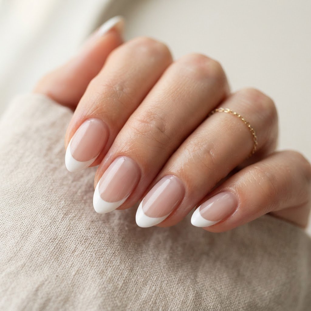 Short Almond French Tip Nails: Elegant Press On Nails French