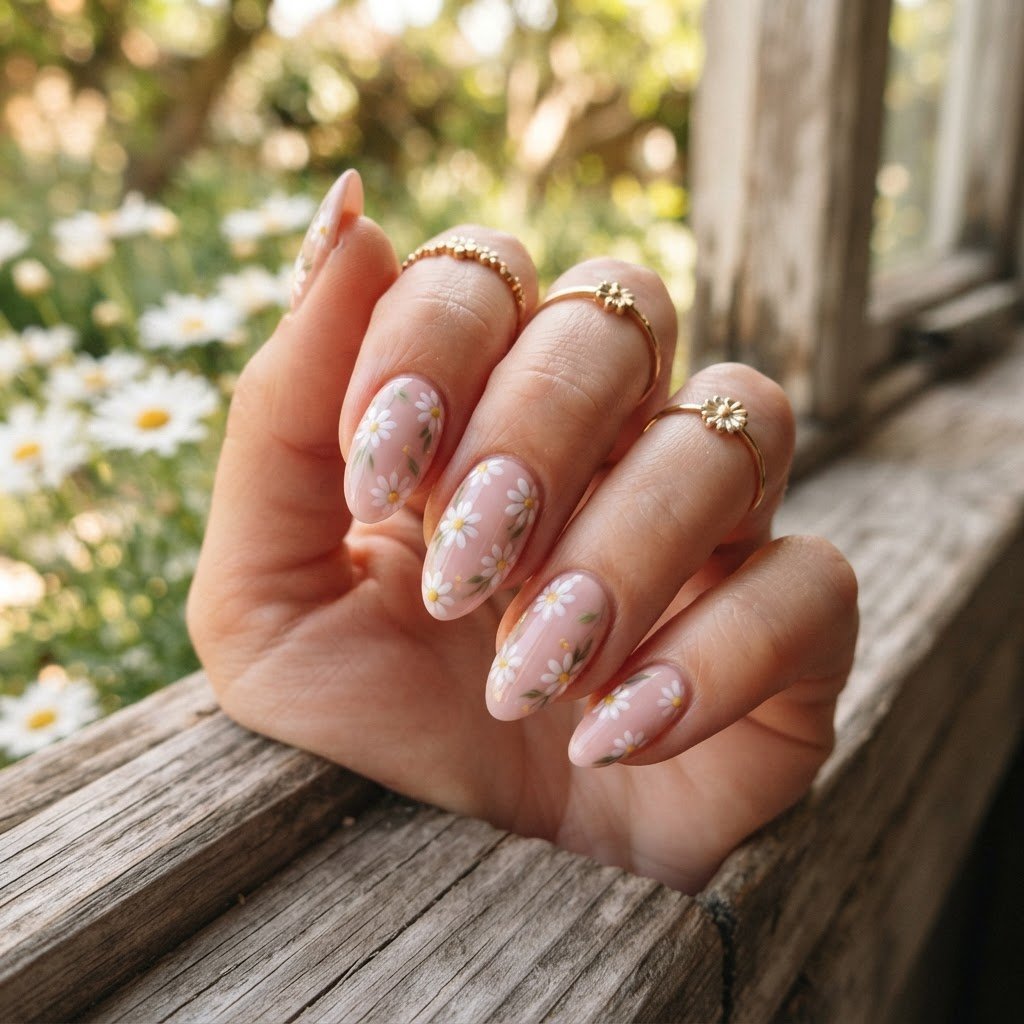 Spring Pink Floral Cottagecore Press On Nails Ideas